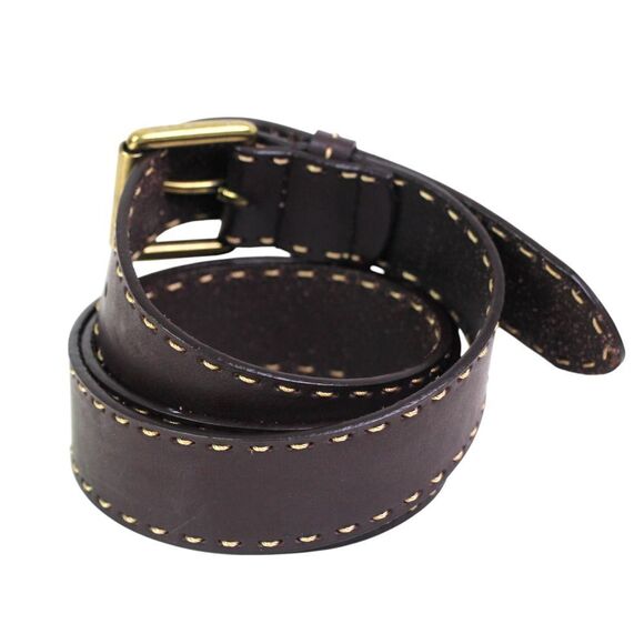 Anne Klein BROWN REAL LEATHER STITCH 1.5"Wd DRESS CASUAL WOMEN'S BELT Sz XL (I32 - Picture 4 of 16